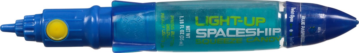 slide 2 of 13, Koko's Confectionery & Novelty Koko's Light-Up Spaceship Blue Raspberry Squeeze Candy 1.18 fl oz, 1.18 fl oz