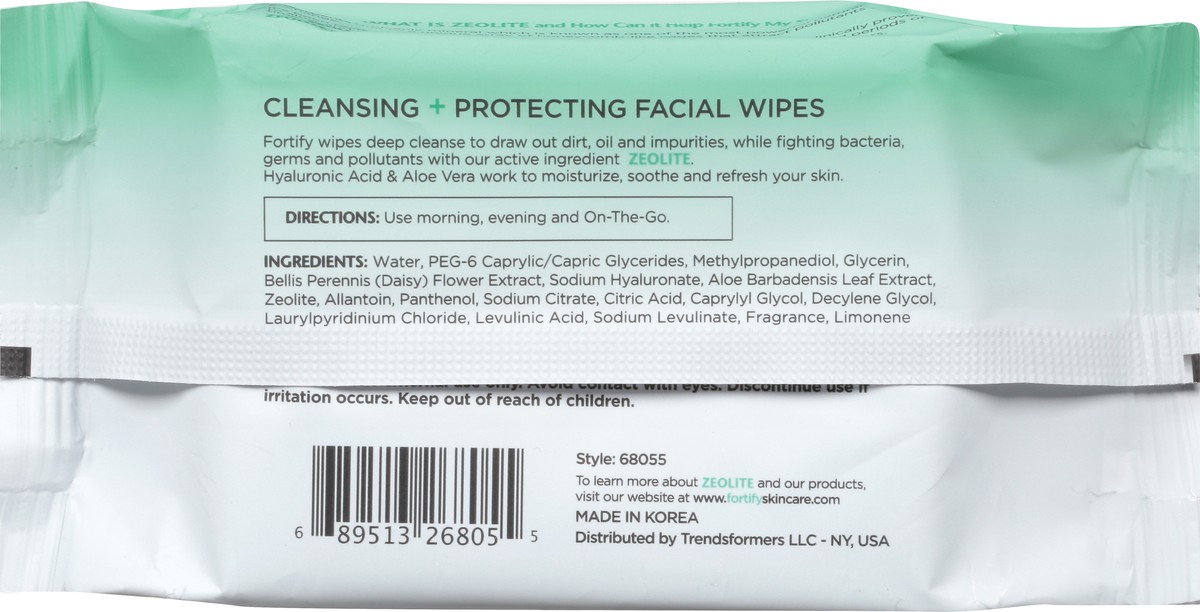 slide 3 of 9, Zeolite Fortify+ Hyaluronic Acid & Aloe Vera Cleansing + Protecting Facial Wipes 30 ea, 30 ct