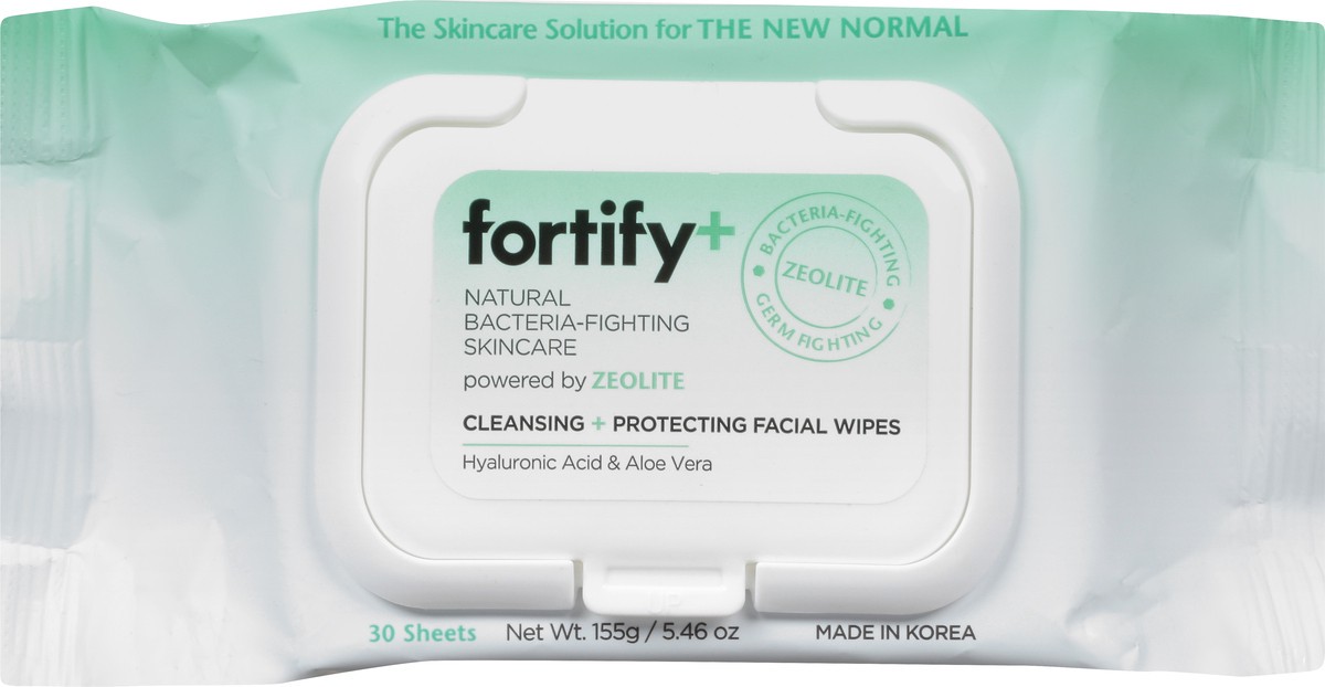 slide 4 of 9, Zeolite Fortify+ Hyaluronic Acid & Aloe Vera Cleansing + Protecting Facial Wipes 30 ea, 30 ct