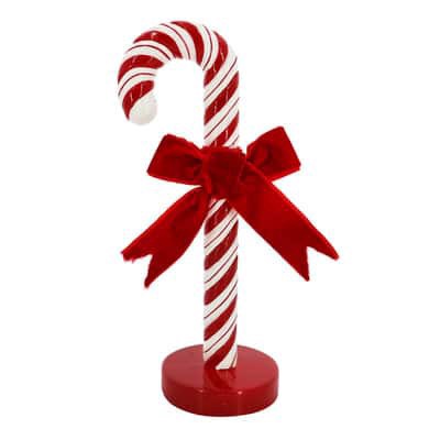 slide 1 of 4, 8" Red & White Candy Cane With Bow Tabletop Decor By Ashland, 8 in