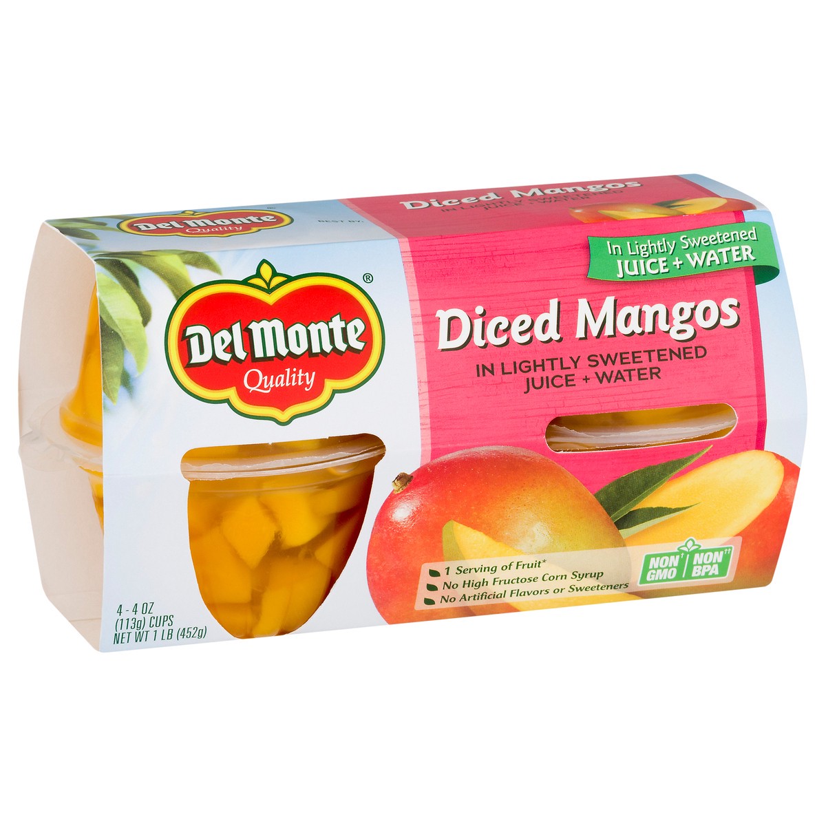 slide 9 of 13, Del Monte Diced Mango Fruit Cup Snacks in 100% Fruit Juice, 4 oz Cup (Pack of 4), 4 ct