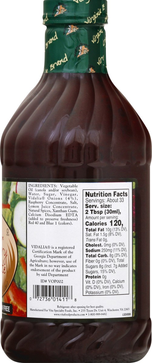 slide 6 of 13, Virginia Vidalia Onion Gluten Free Raspberry Vinegarette Dressing 33.81 oz, 33.81 oz