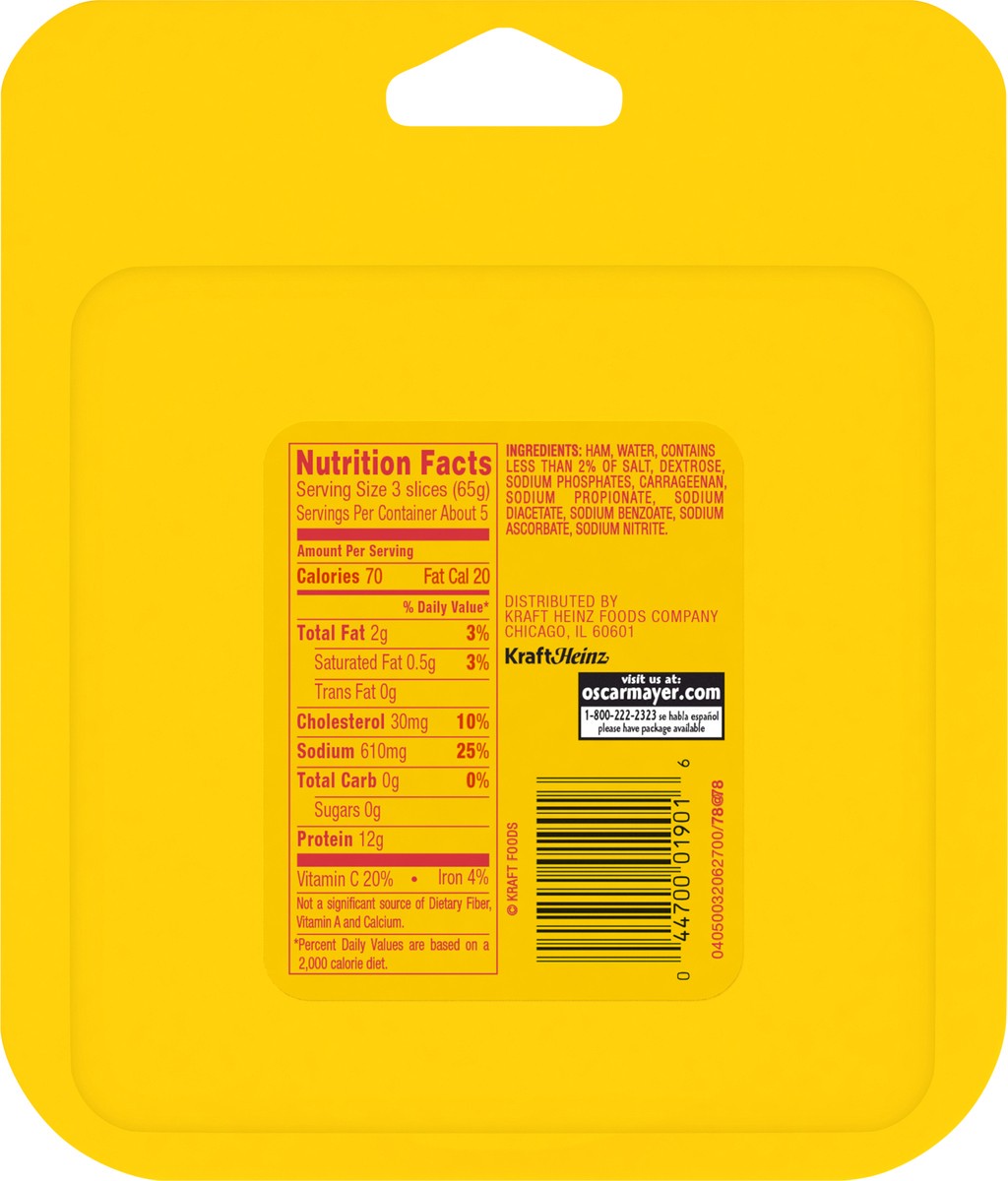 slide 7 of 9, Oscar Mayer Lean Smoked Ham Sliced Lunch Meat with Water Added, 12 oz. Pack, 12 oz