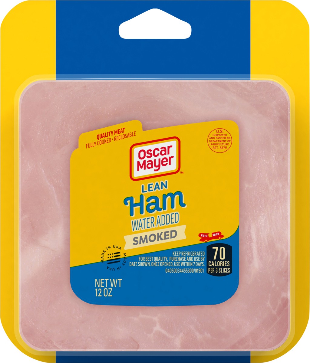 slide 8 of 9, Oscar Mayer Lean Smoked Ham Sliced Lunch Meat with Water Added, 12 oz. Pack, 12 oz