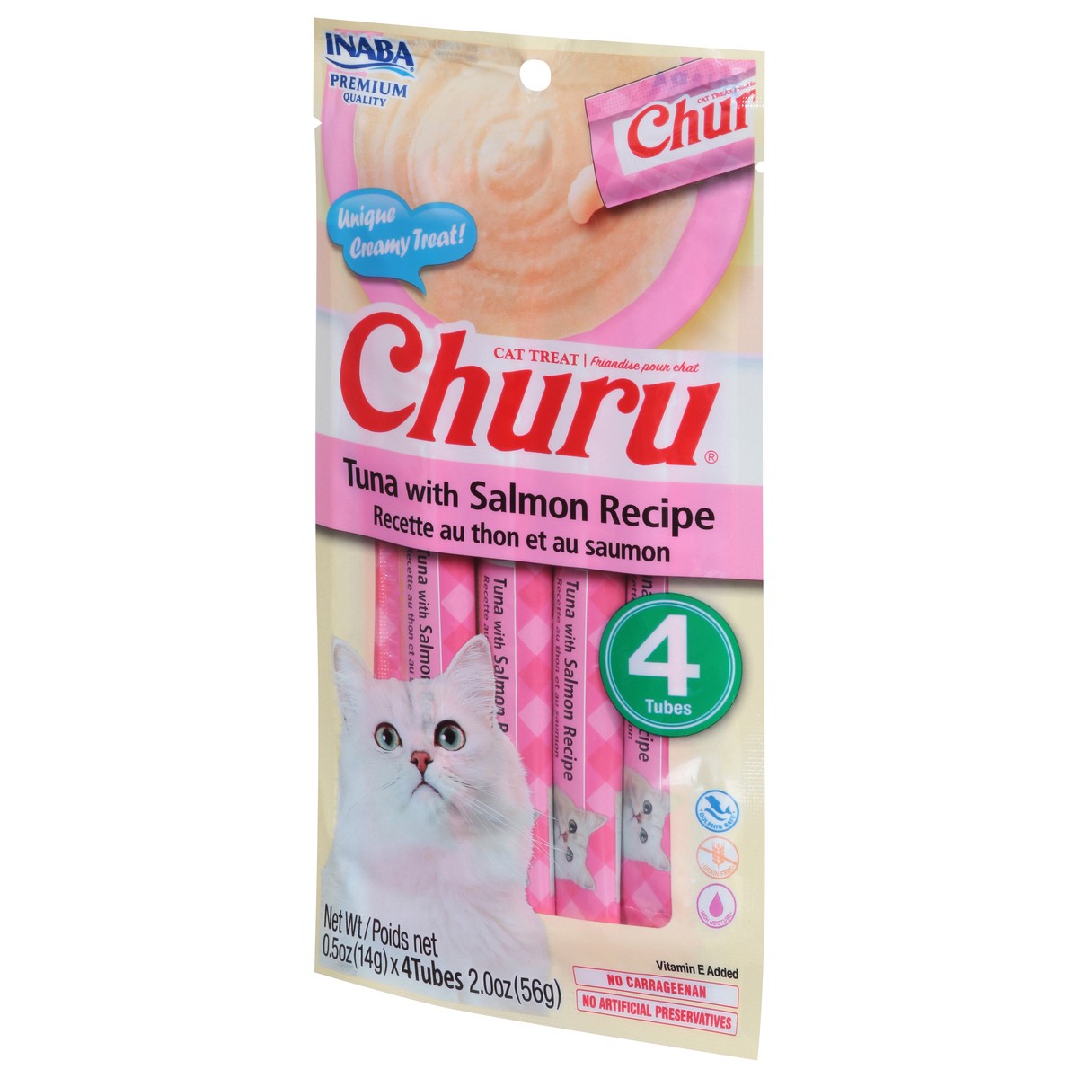 slide 9 of 9, Inaba Tuna with Salmon Recipe Cat Treats 4 - 0.5 oz Tubes, 4 ct