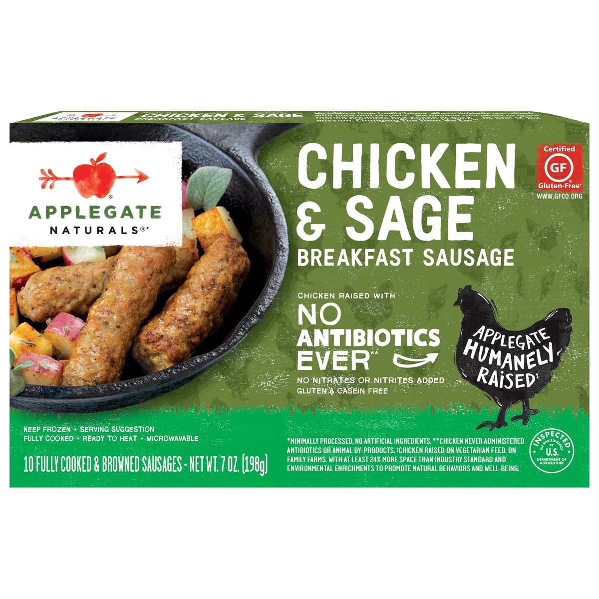 slide 24 of 39, Applegate Farms Applegate Naturals Chicken & Sage Breakfast Sausages - Frozen - 7oz/10ct, 10 ea