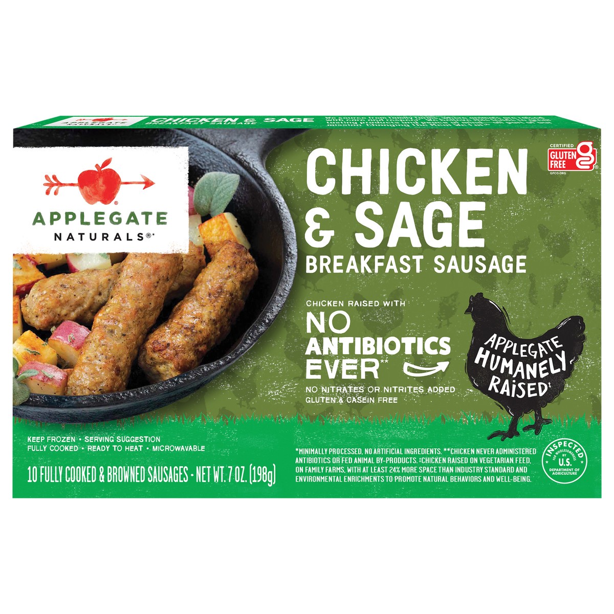slide 1 of 39, Applegate Farms Applegate Naturals Chicken & Sage Breakfast Sausages - Frozen - 7oz/10ct, 10 ea