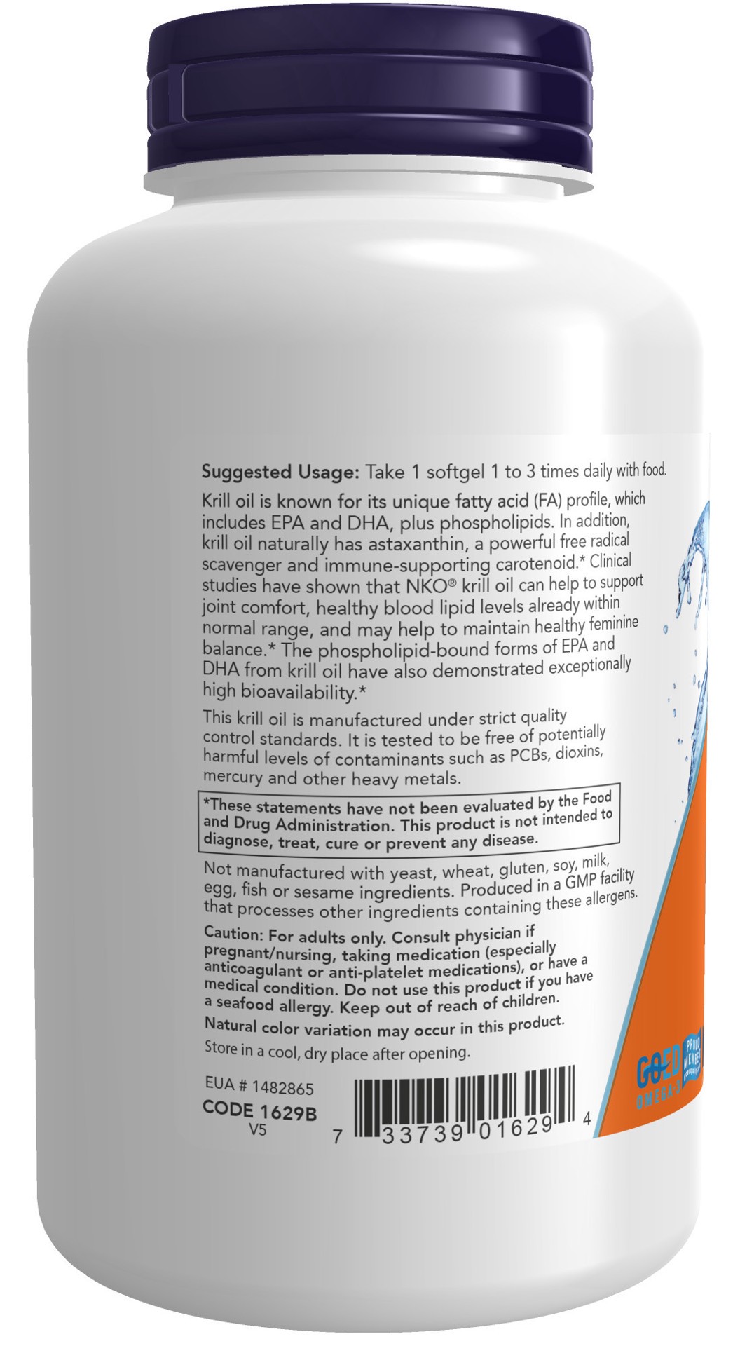 slide 2 of 4, NOW Krill 1000, Double Strength 1000 mg - 120 Softgels, 120 ct