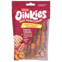 Oinkies Hearty Kabobs Dog Chew Treats 6 Each