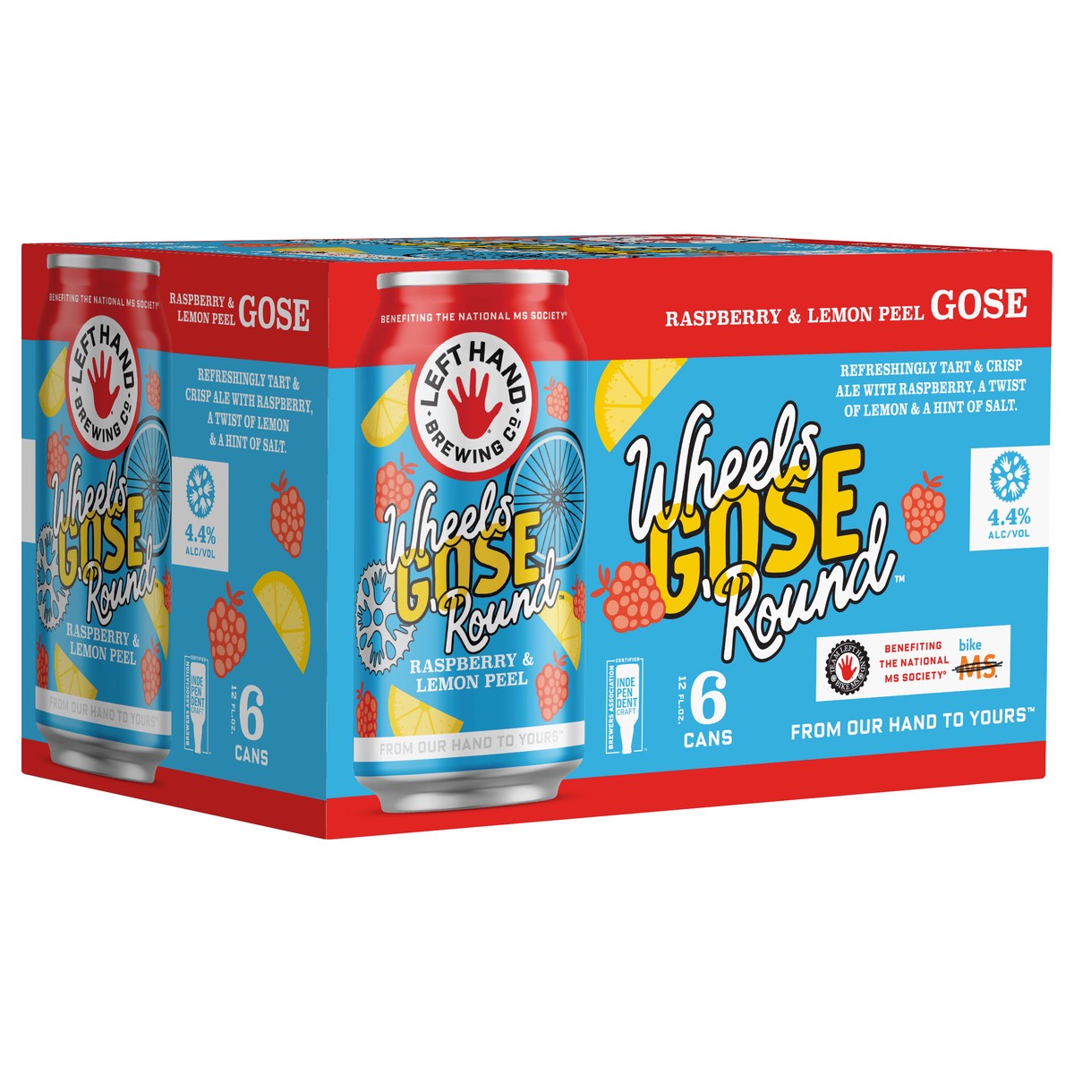 slide 9 of 9, Left Hand Brewing Co. 6 Pack Wheels Gose 'Round Raspberry & Lemon Peel Beer 6 ea, 6 ct
