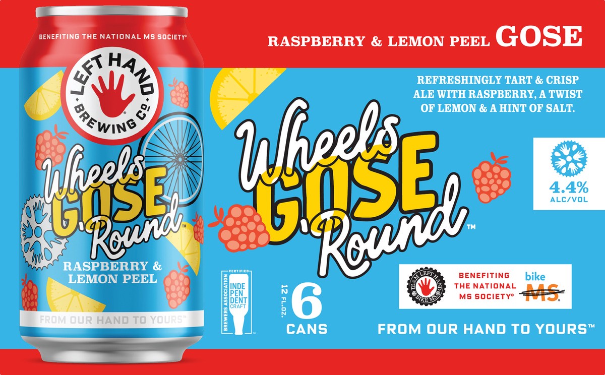 slide 6 of 9, Left Hand Brewing Co. 6 Pack Wheels Gose 'Round Raspberry & Lemon Peel Beer 6 ea, 6 ct