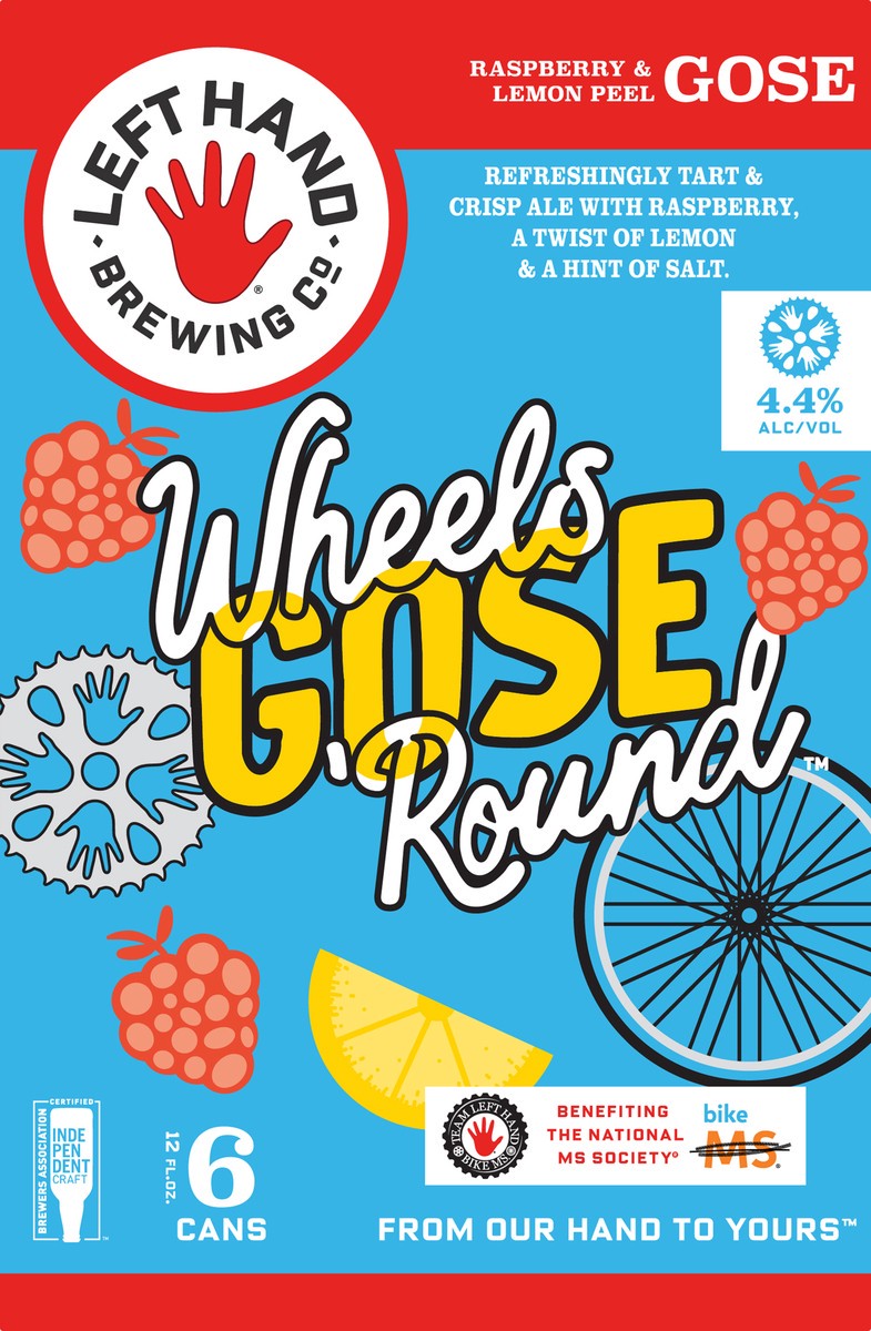 slide 8 of 9, Left Hand Brewing Co. 6 Pack Wheels Gose 'Round Raspberry & Lemon Peel Beer 6 ea, 6 ct