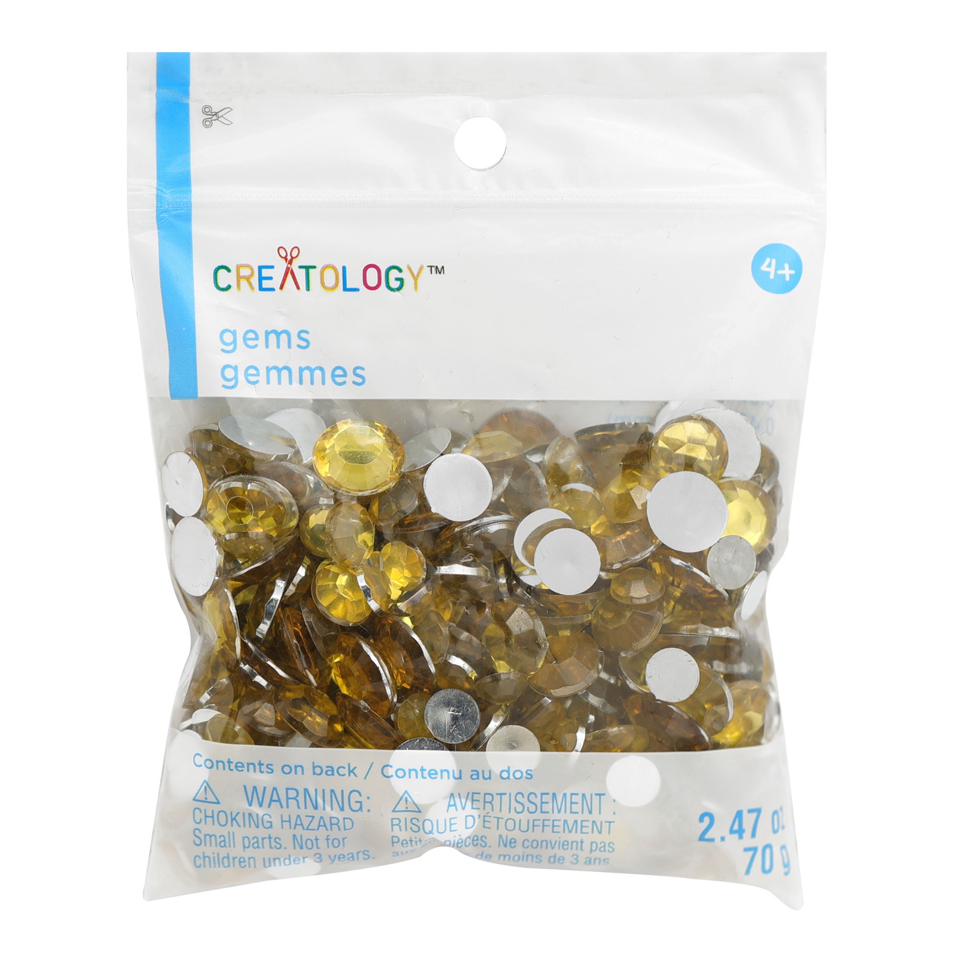 slide 3 of 3, Gold Round Mix Gems By Creatology, 70 gram