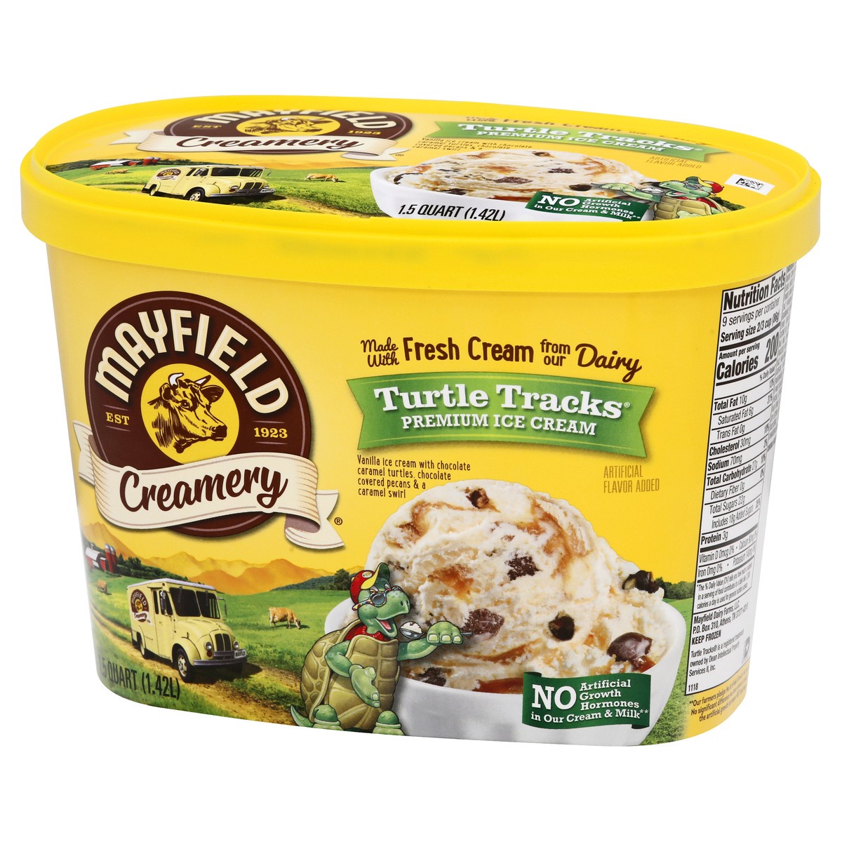 slide 10 of 14, Mayfield Creamery Turtle Tracks Premium Ice Cream 1.5 qt, 1.5 qt