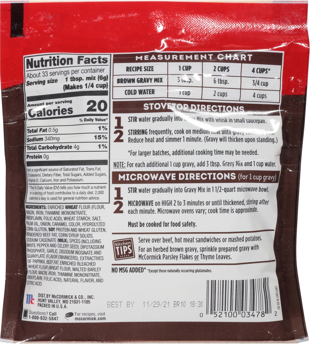 slide 4 of 8, McCormick Brown Gravy Mix - Family Pack, 6.96 oz