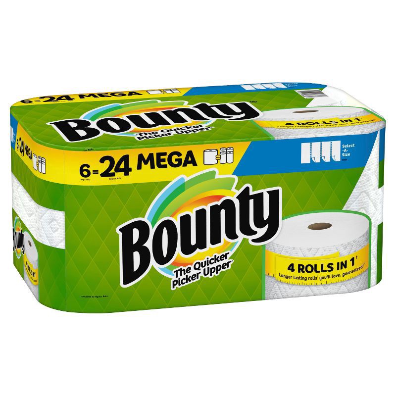 slide 4 of 17, Bounty Paper Towels Select-A-Size White, 6 Mega Rolls, 164 Sheets Per Roll, 6 ct