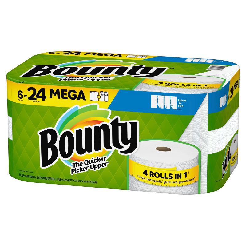 slide 8 of 17, Bounty Paper Towels Select-A-Size White, 6 Mega Rolls, 164 Sheets Per Roll, 6 ct