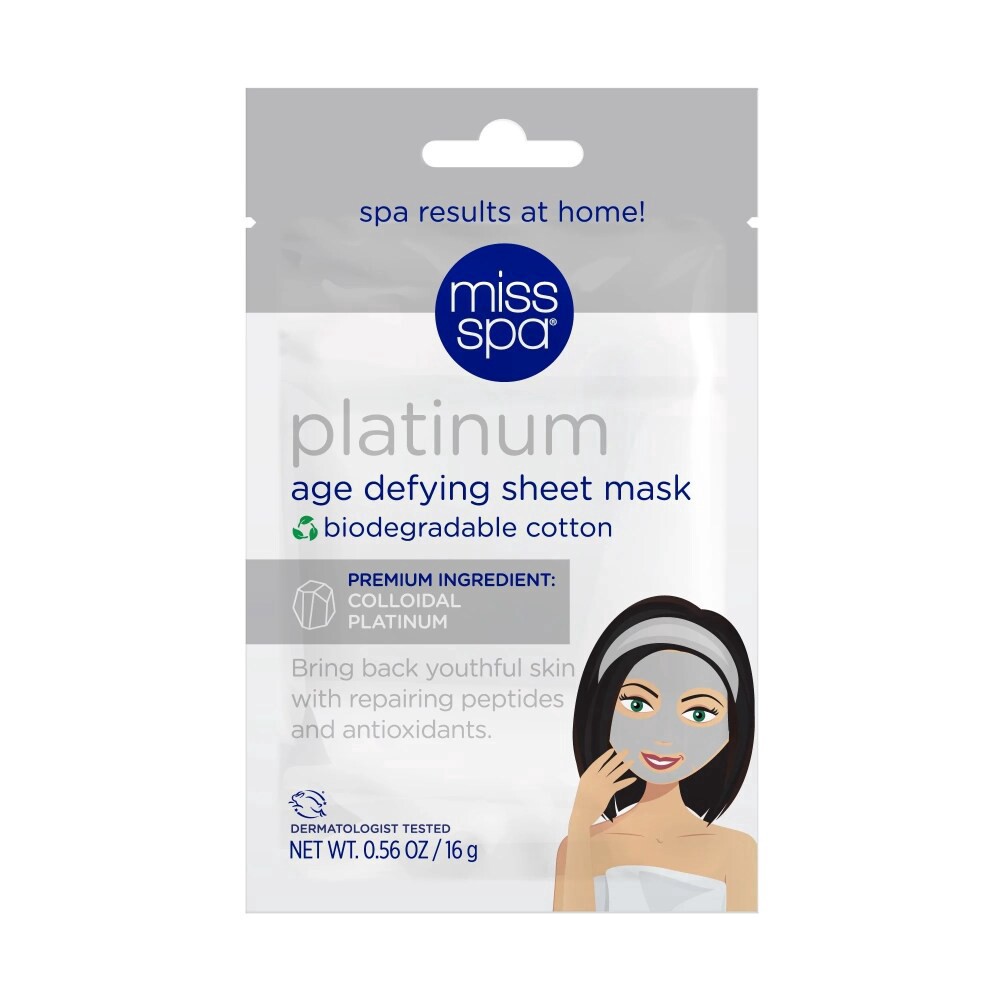 slide 1 of 1, Miss Spa Platinum Age Defy Facial Mask, 0.56 oz