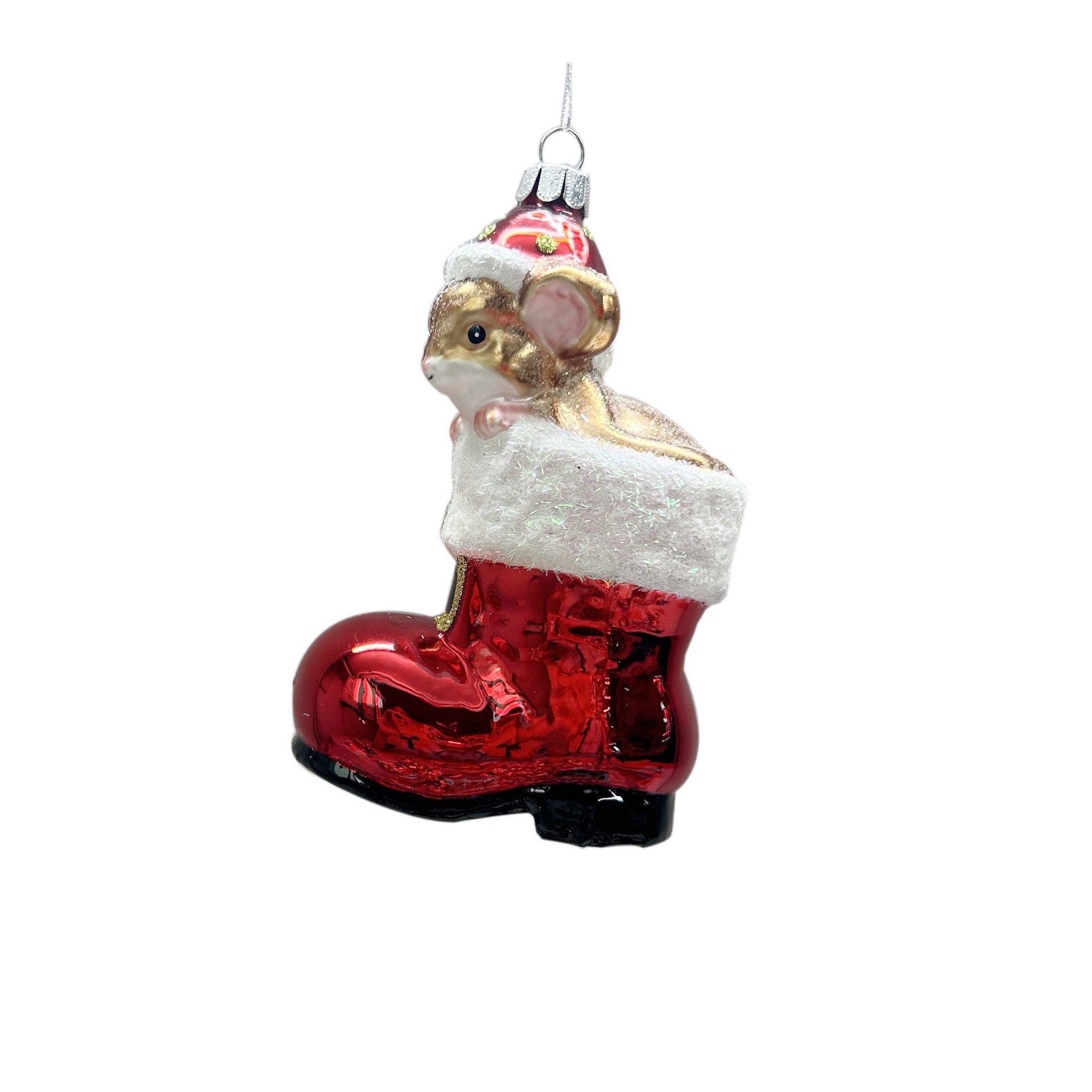 slide 2 of 2, 4.75" Mouse In Boot Glass Ornament By Ashland, 4.75 in