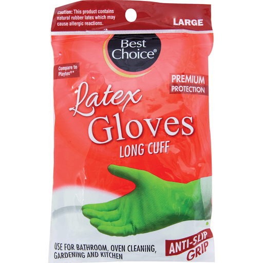 slide 1 of 1, Best Choice Latex Gloves Long Cuff, 1 ct