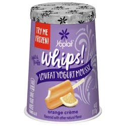 Yoplait Whips Lowfat Yogurt Mousse, Orange Creme Flavored, Gluten Free Snack, 4 OZ Yogurt Cup