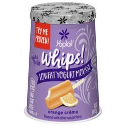 Yoplait Whips Reduced Fat Yogurt Mousse, Orange Creme Flavored, Gluten Free Snack, 4 OZ Yogurt Cup
