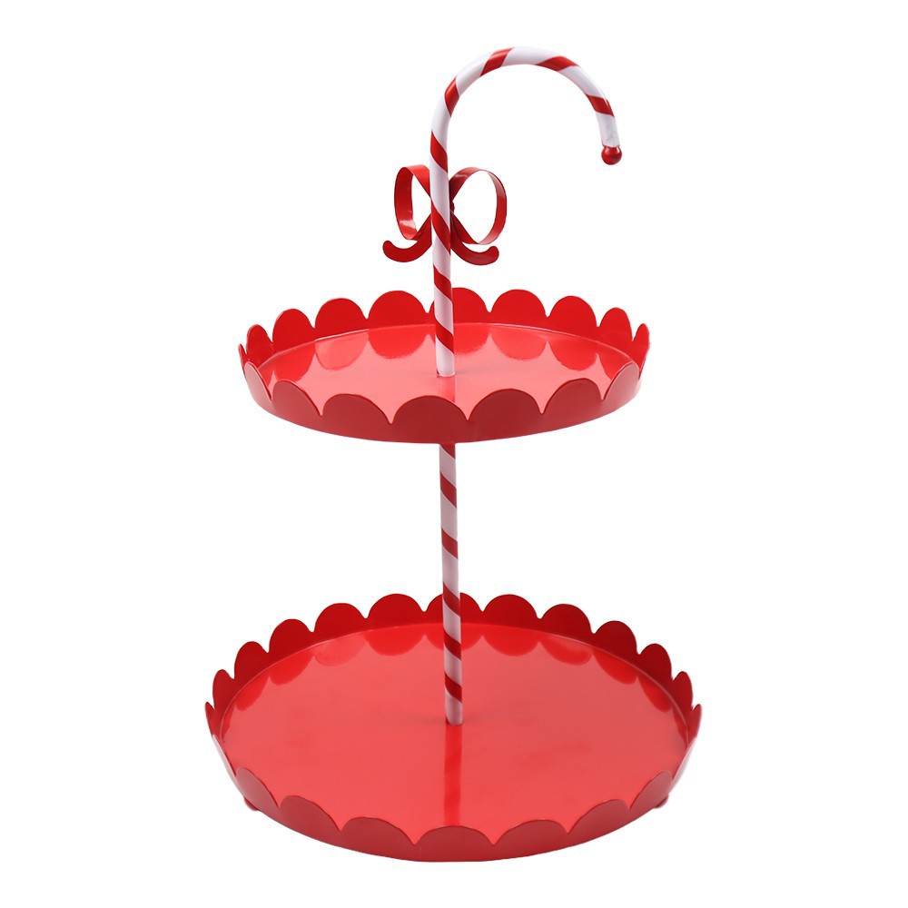slide 3 of 3, 16.5" Candy Cane 2-Tier Metal Tray By Ashland, 16.5 in
