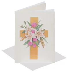 Papyrus Wood Cross Easter Card - 1 ea