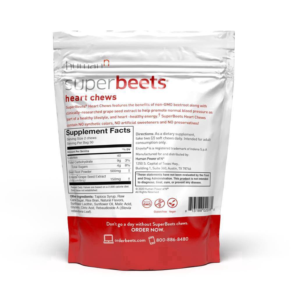 slide 20 of 42, SuperBeets Superbeets Pomegranate Berry Flavor Heart Chews 60 Chews, 1 ct