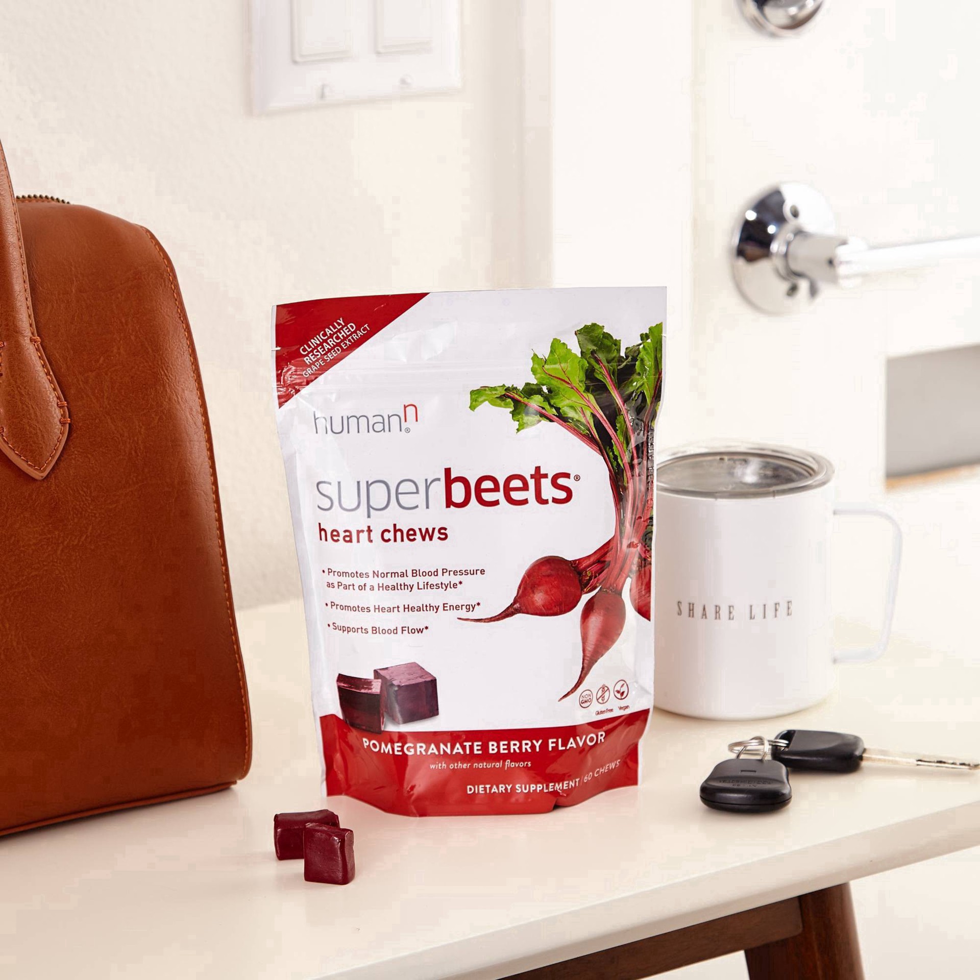 slide 25 of 42, SuperBeets Superbeets Pomegranate Berry Flavor Heart Chews 60 Chews, 1 ct