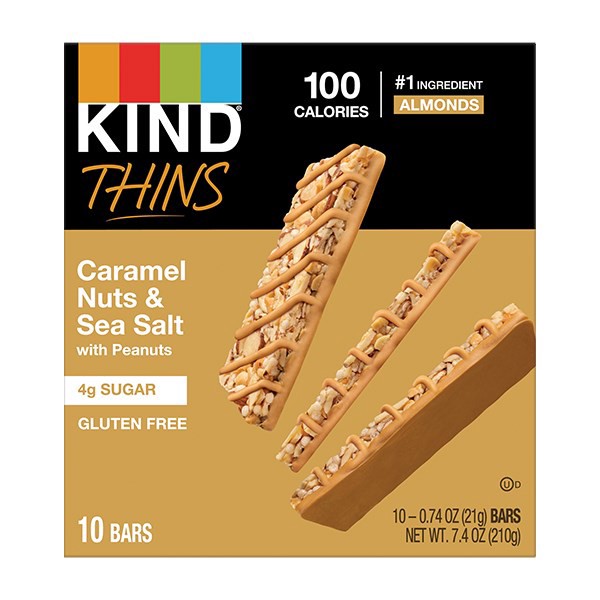 slide 1 of 7, Kind Thins Caramel Almond & Sea Salt, 7.4 oz