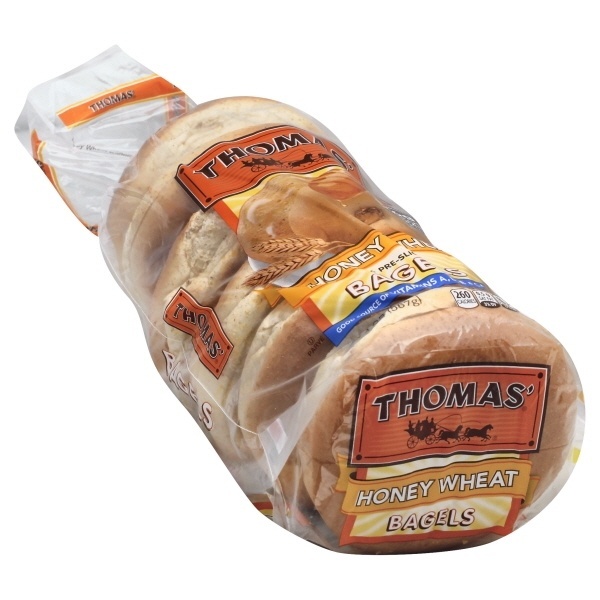 slide 1 of 1, Thomas' Honey Wheat Bagels, 6 ct