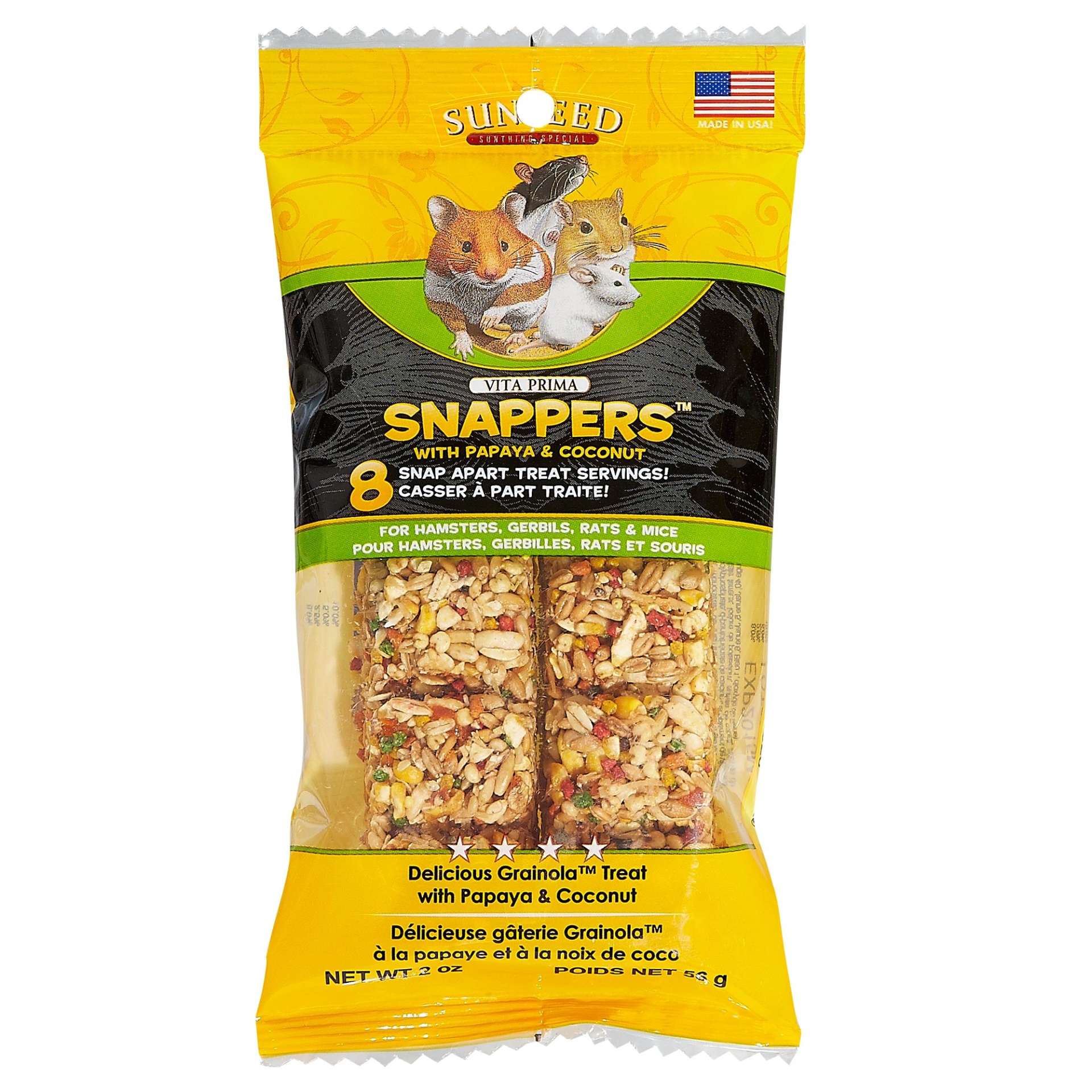 slide 1 of 1, Vitakraft Sun Seed Vita Prima Snappers Hamster, Gerbil, Rat & Mouse Treat, 2 oz