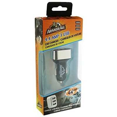 slide 1 of 1, Armor All 4.4amp 3 USB Port Car Charger, 1 ct