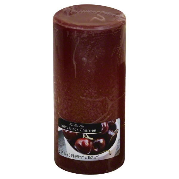 slide 1 of 1, Candle-Lite Juicy Black Cherries Scented Pillar, 6 in