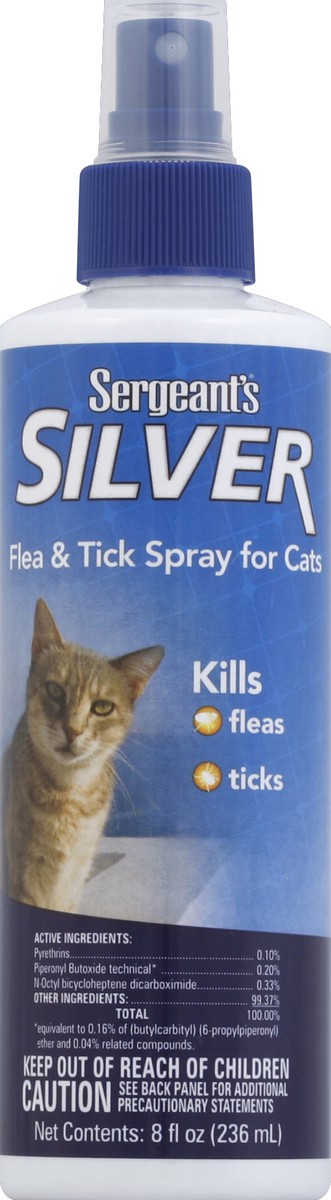 slide 2 of 2, Sergeant's Silver Flea & Tick Spray For Cats Bottle, 8 fl oz