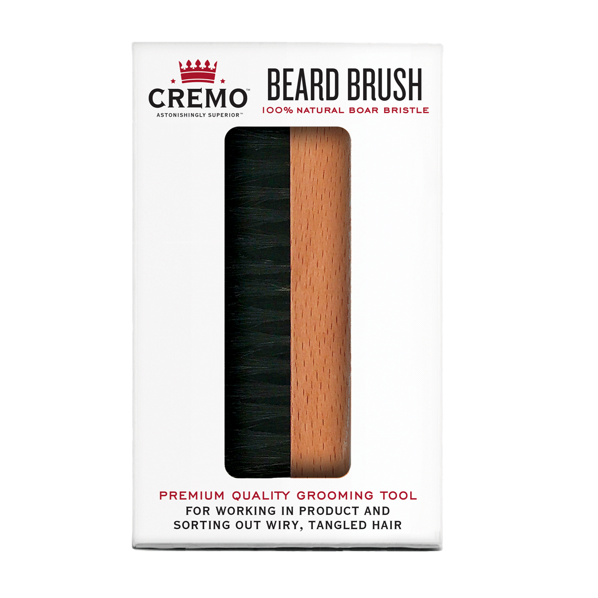 slide 1 of 1, Cremo Premium Beard Brush with Wood Handle - Shaping & Styling, 1 ct