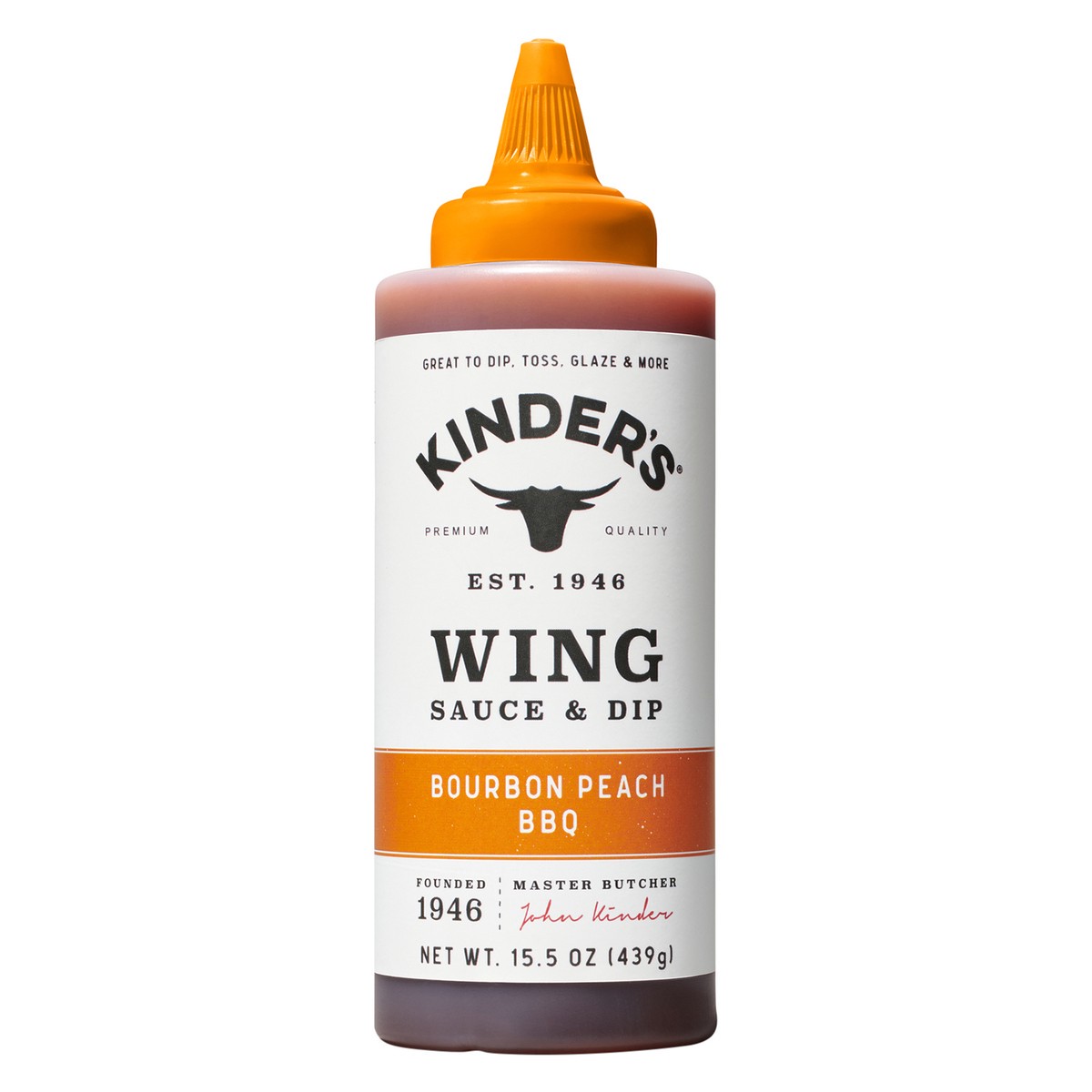 slide 3 of 9, Kinder's Bourbon Peach BBQ Wing Sauce, 15.5 oz