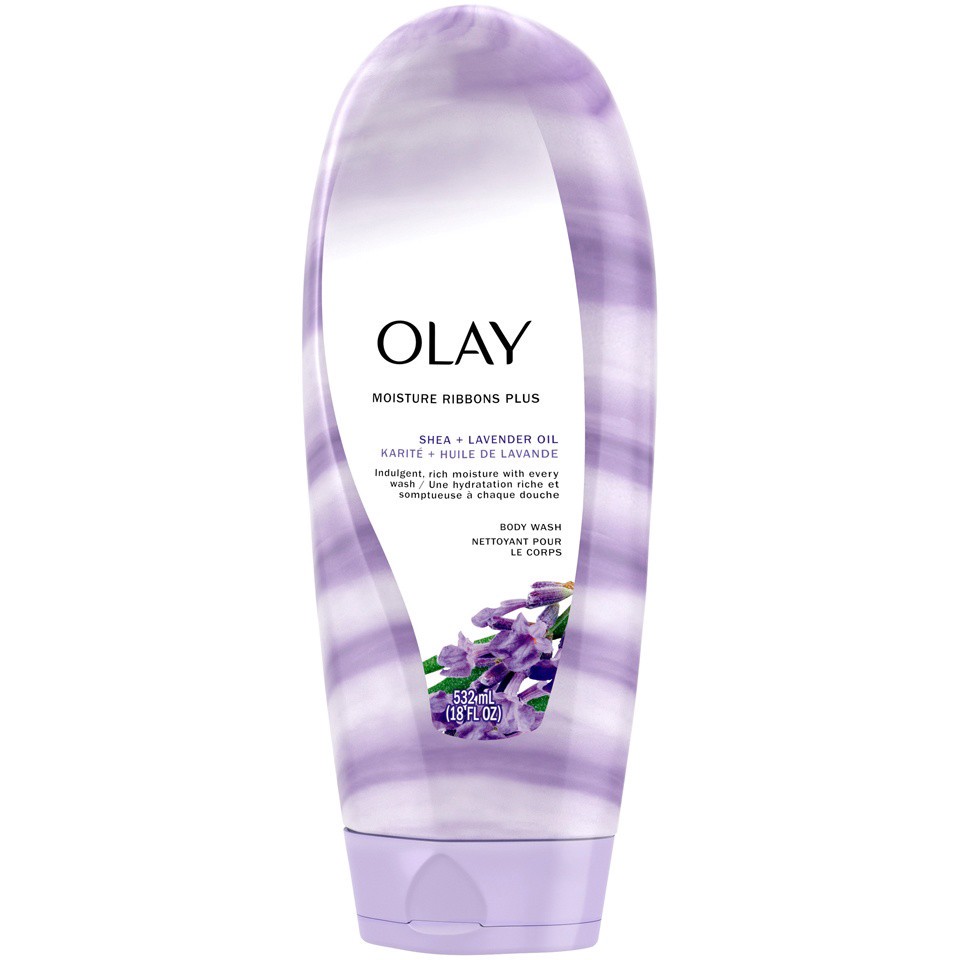 slide 3 of 3, Olay Moisture Ribbons Plus Shea + Lavender Oil Body Wash, 18 oz