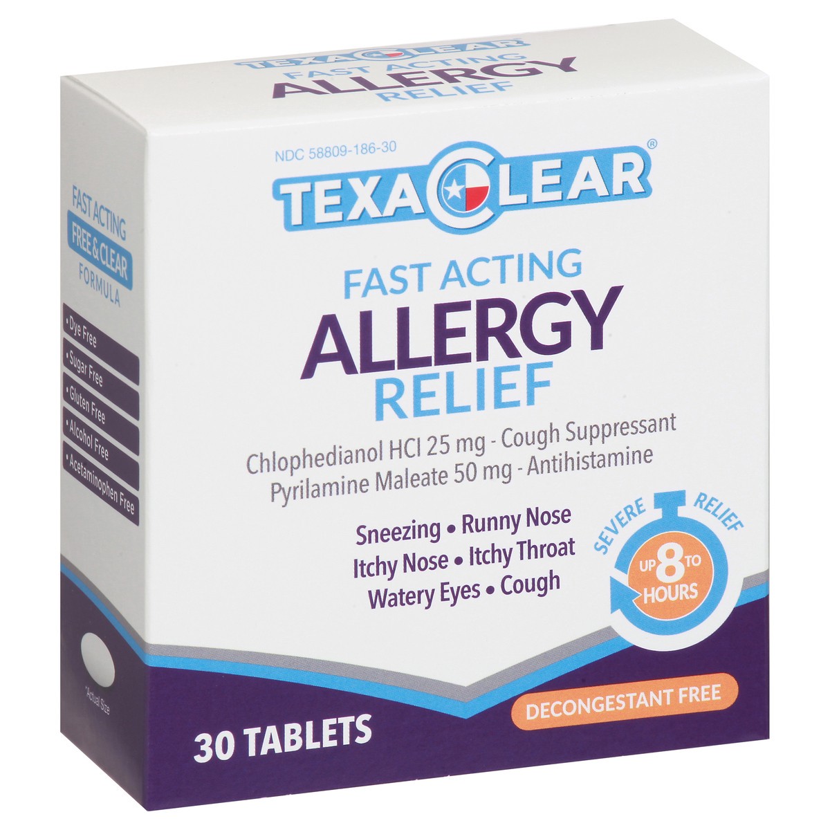 slide 8 of 9, Texa Clear Tablets Fast Acting Allergy Relief 30 ea, 30 ct