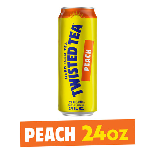 slide 1 of 8, Twisted Tea Peach, Hard Iced Tea (24 fl. oz. Can), 24 oz