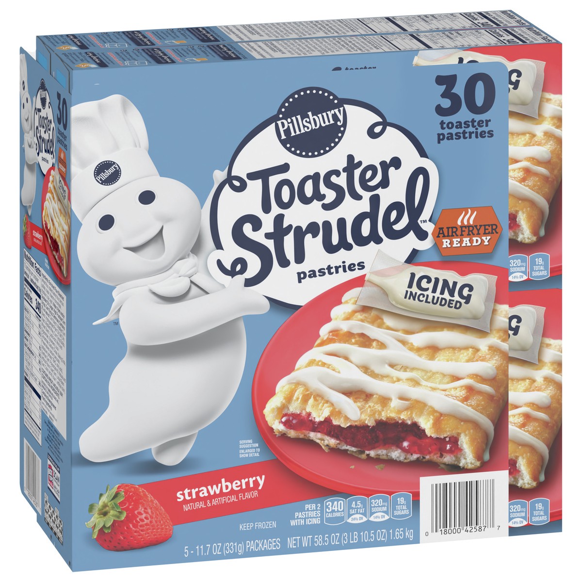 slide 3 of 10, Pillsbury Strawberry Toaster Strudel Pastries With Icing Packets, 30 Pastries, 58.5 oz, 5 ct