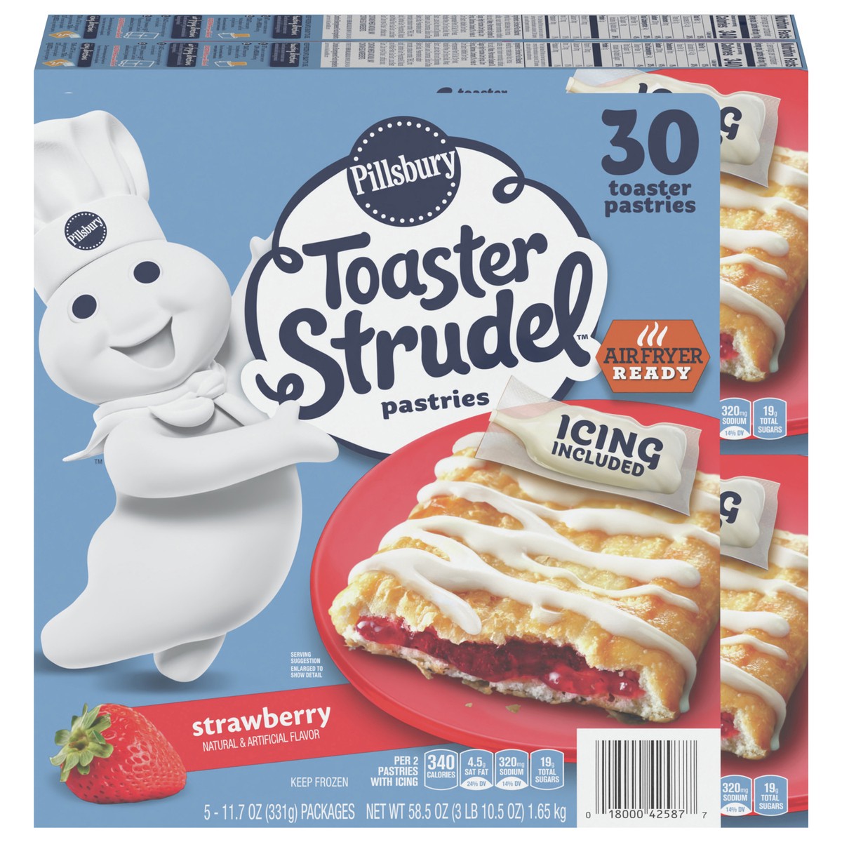 slide 1 of 10, Pillsbury Strawberry Toaster Strudel Pastries With Icing Packets, 30 Pastries, 58.5 oz, 5 ct