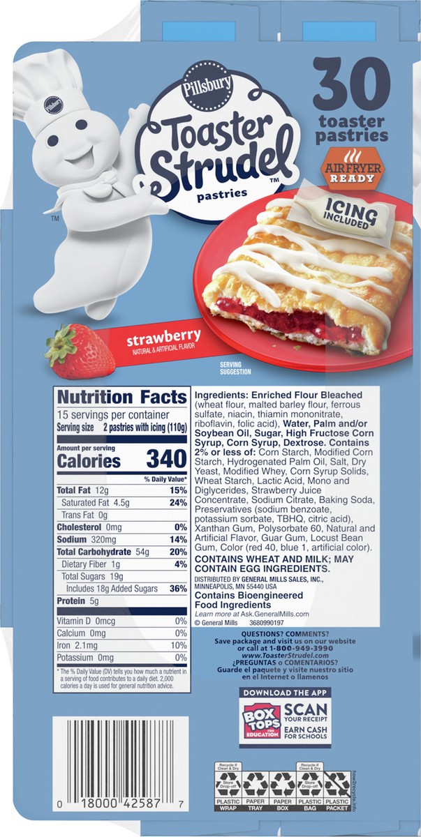 slide 5 of 10, Pillsbury Strawberry Toaster Strudel Pastries With Icing Packets, 30 Pastries, 58.5 oz, 5 ct