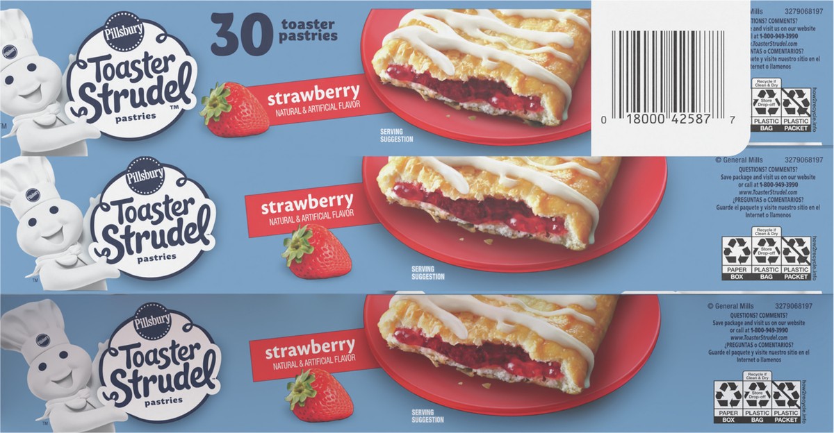 slide 2 of 10, Pillsbury Strawberry Toaster Strudel Pastries With Icing Packets, 30 Pastries, 58.5 oz, 5 ct