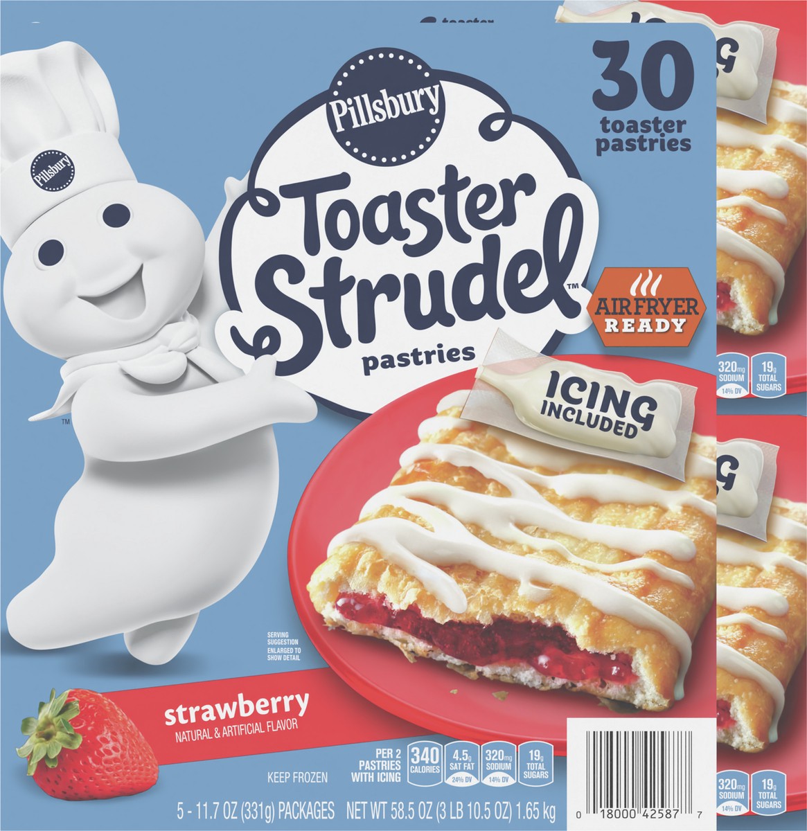 slide 9 of 10, Pillsbury Strawberry Toaster Strudel Pastries With Icing Packets, 30 Pastries, 58.5 oz, 5 ct