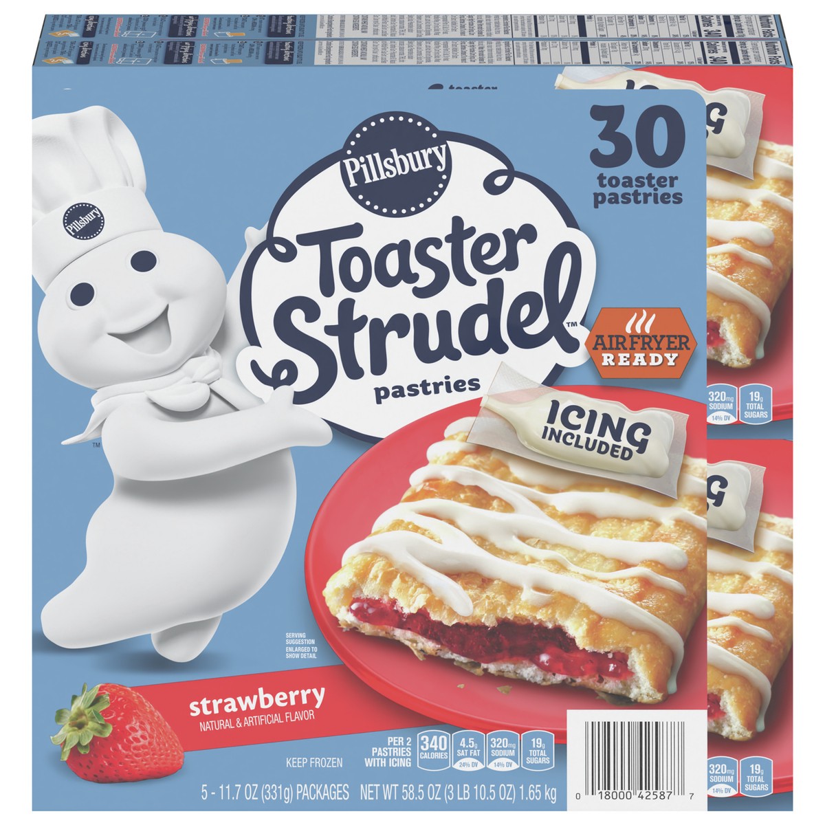 slide 7 of 10, Pillsbury Strawberry Toaster Strudel Pastries With Icing Packets, 30 Pastries, 58.5 oz, 5 ct