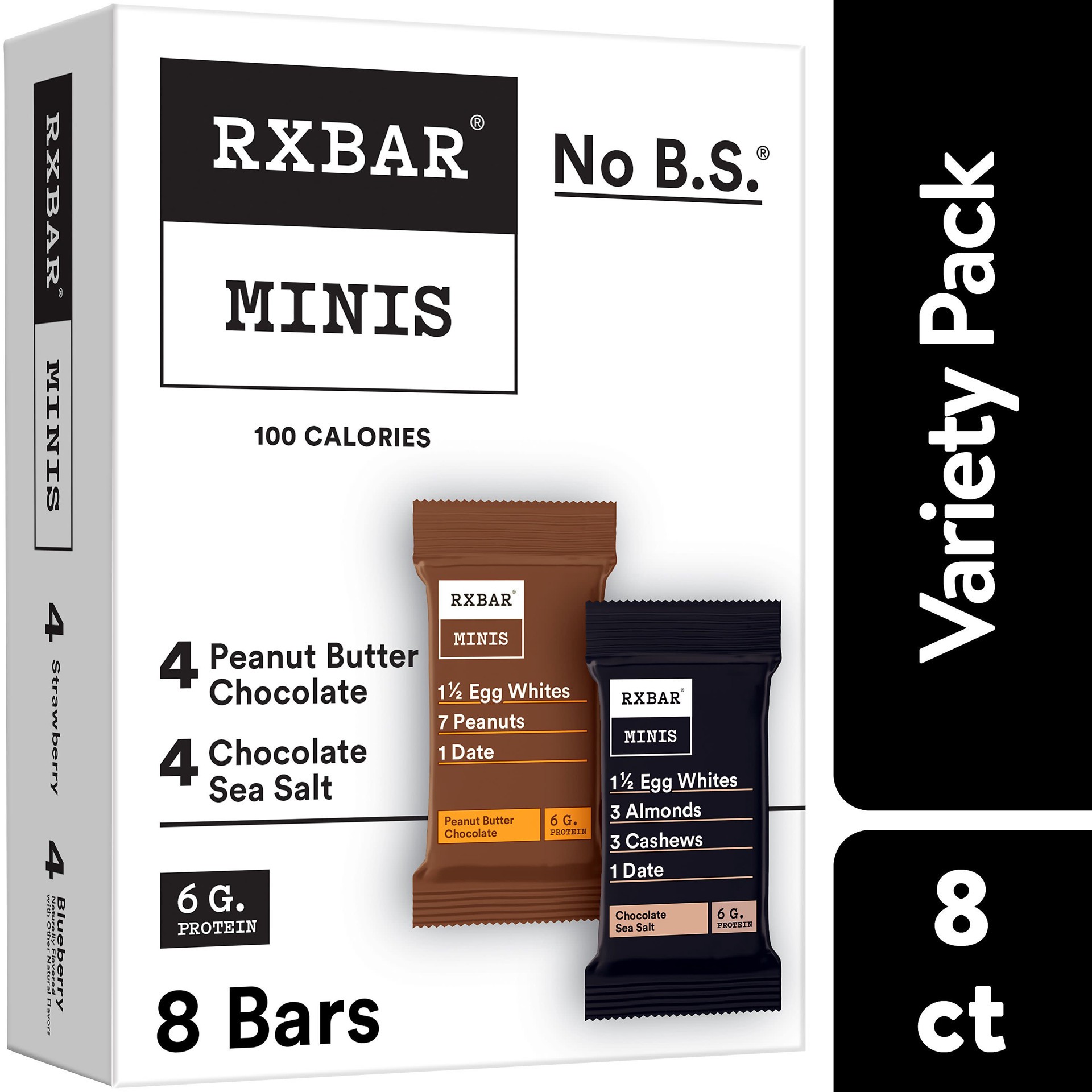 slide 1 of 5, RXBAR Minis Protein Bar, Variety Pack, 2 Flavors, 7.36oz Box, 8 Count, 7.3 oz