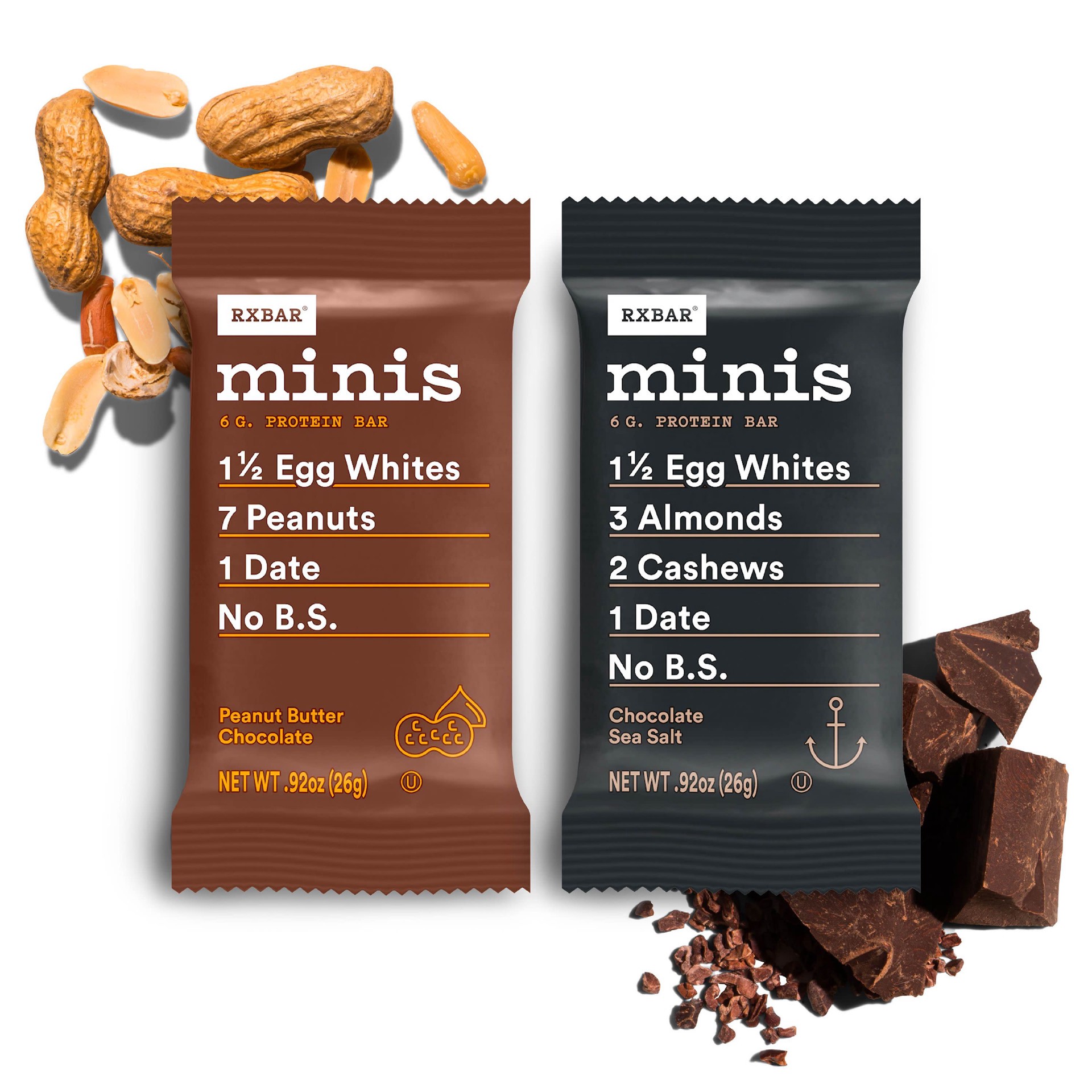 slide 2 of 5, RXBAR Minis Protein Bar, Variety Pack, 2 Flavors, 7.36oz Box, 8 Count, 7.3 oz