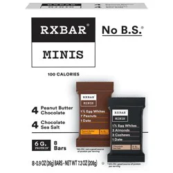 RXBAR Minis Protein Bars, Protein Snack, Snack Bars, Variety Pack, 7.3oz Box, 8 Bars